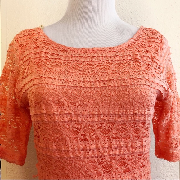 Coral Lace Dress - Picture 2 of 4